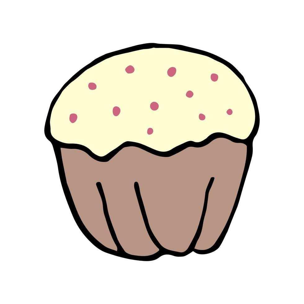 Cupcake in doodle style isolated on white background vector