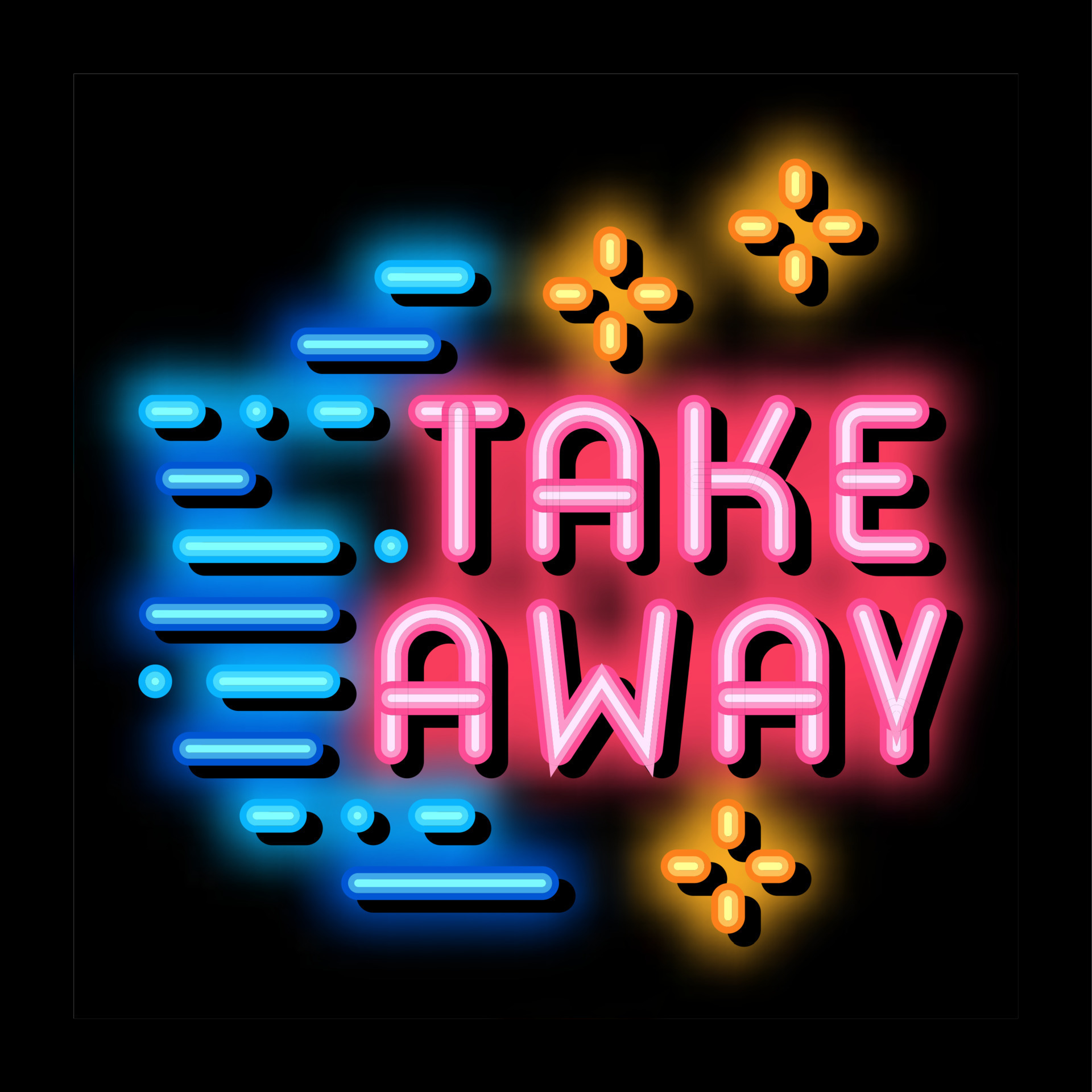 take away neon glow icon illustration 17768960 Vector Art at Vecteezy