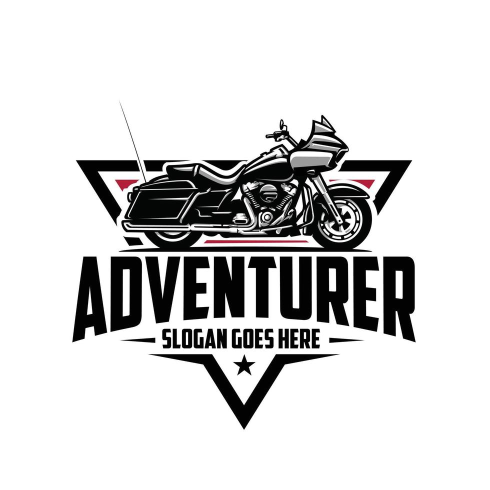 Adventure american motor bike emblem logo vector art isolated. Biker logo vector