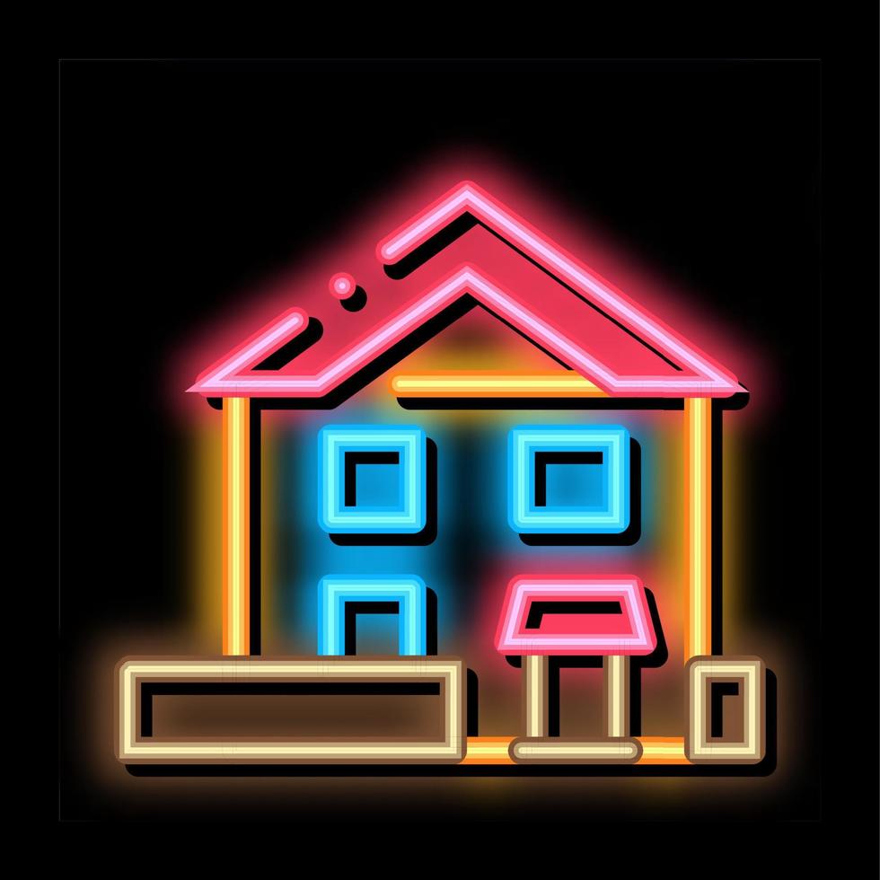 ilustración de icono de resplandor de neón de edificio de casa vector