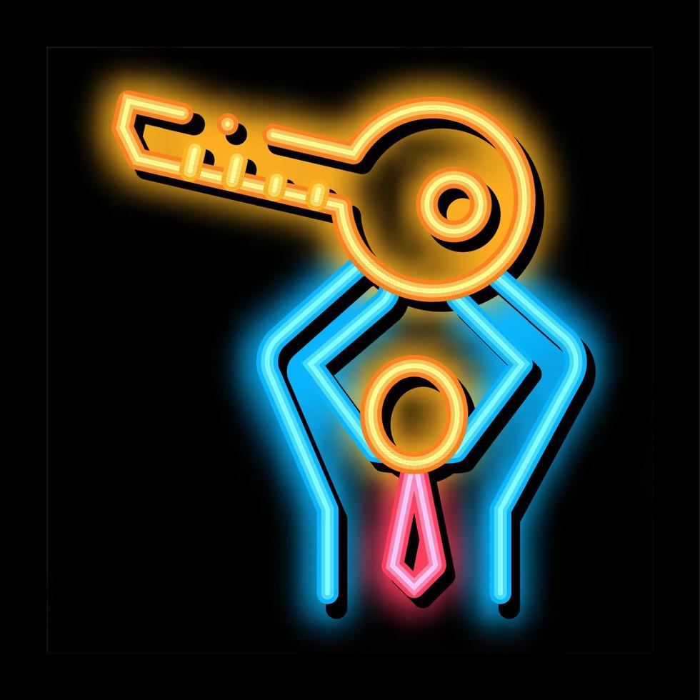 Man Holding Key neon glow icon illustration vector