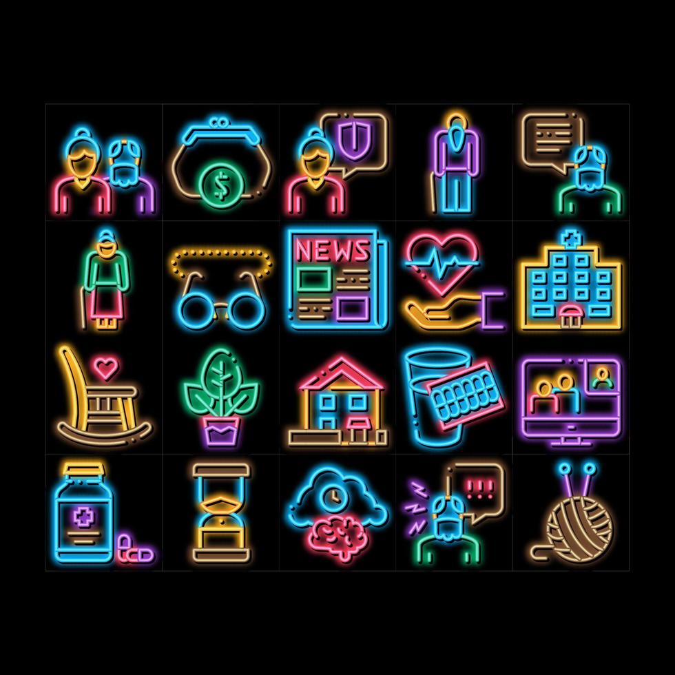 Elder People Pensioner neon glow icon illustration vector