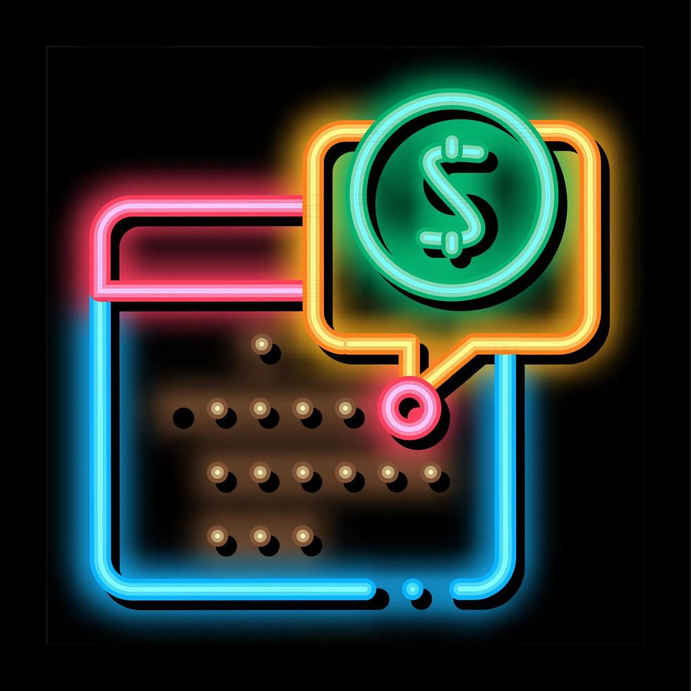Calendar Coin neon glow icon illustration vector