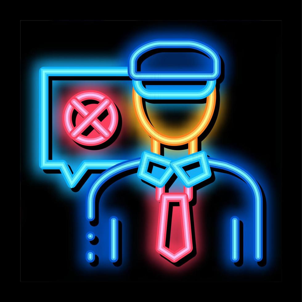 Policeman Denial neon glow icon illustration vector