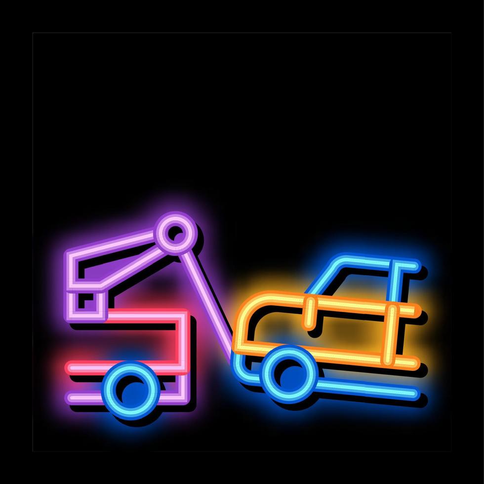 Towing Broken Car neon glow icon illustration vector