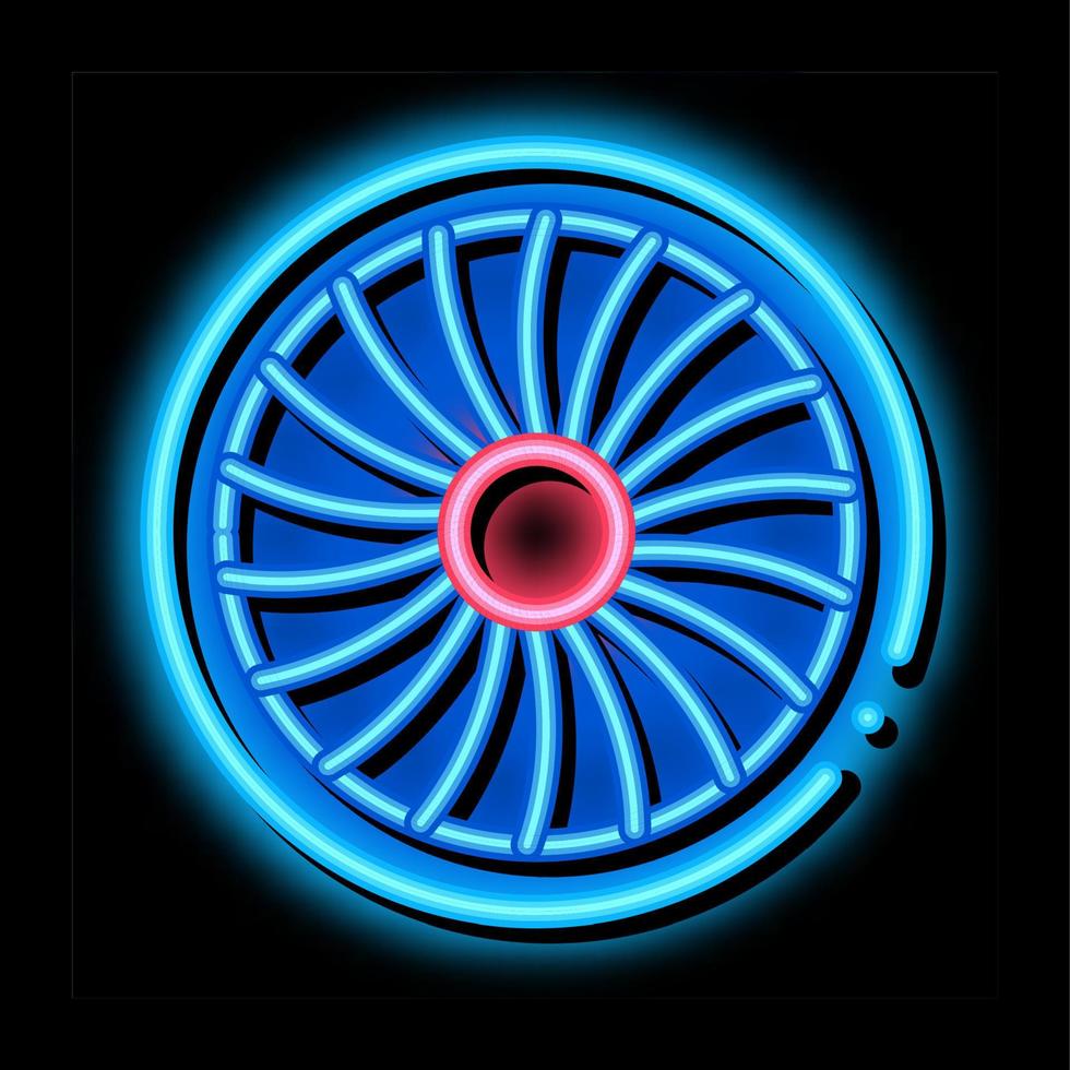 ilustración de icono de resplandor de neón de motor de turbina vector