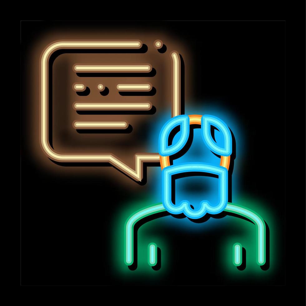 Old Man Speaking neon glow icon illustration vector