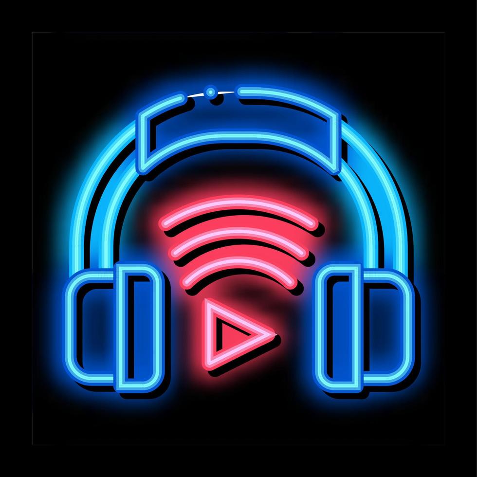 Headphones Host Device neon glow icon illustration vector