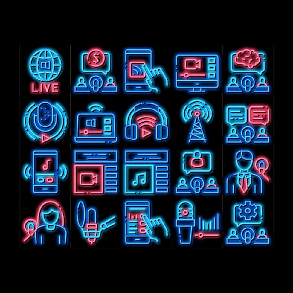 Podcast And Radio neon glow icon illustration vector