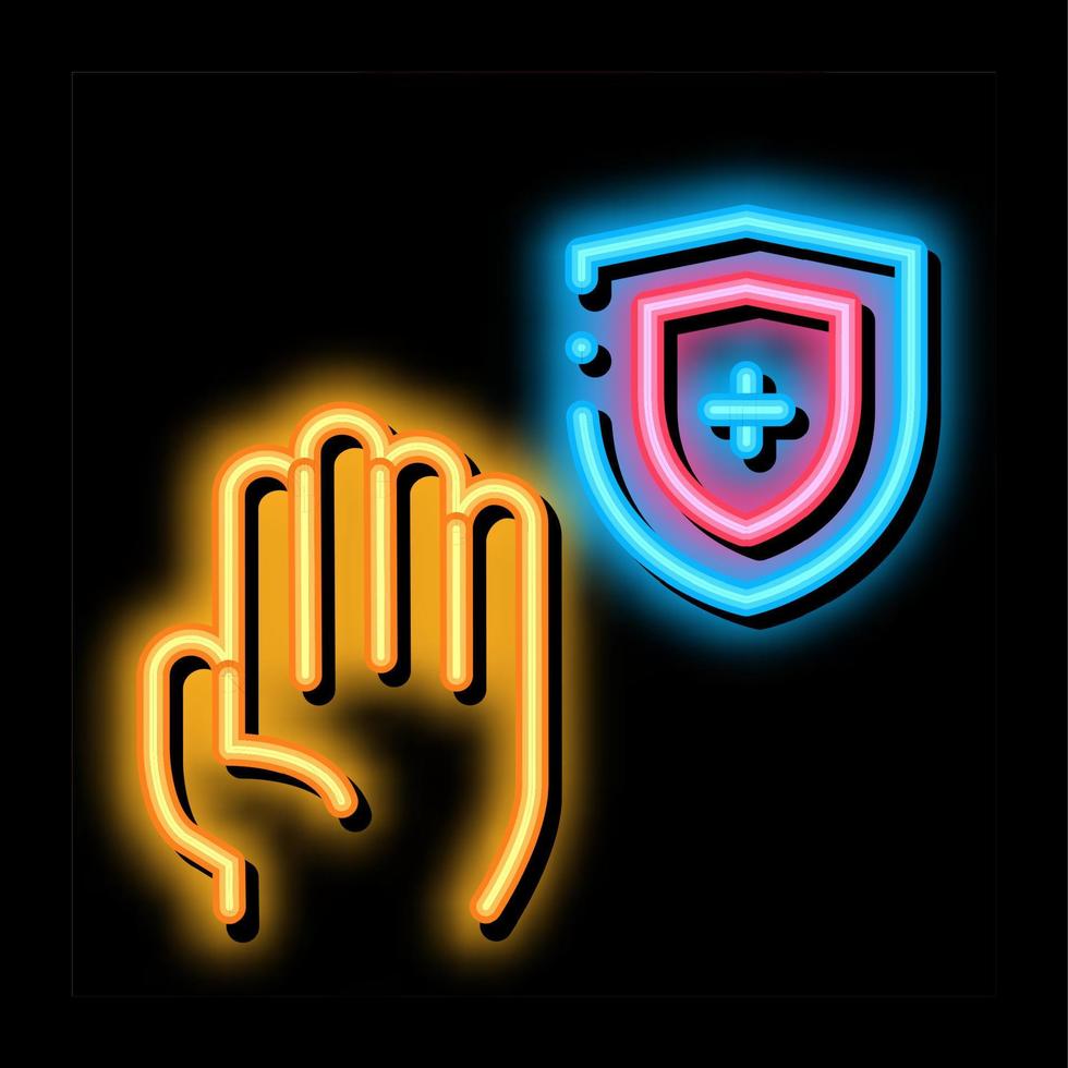 Hand Shield With Cross neon glow icon illustration vector