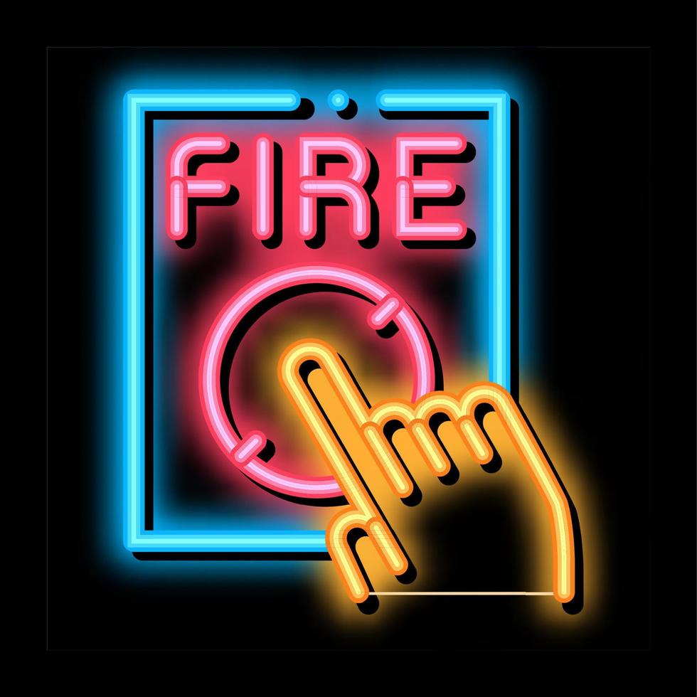 Hand Push Fire Button neon glow icon illustration vector