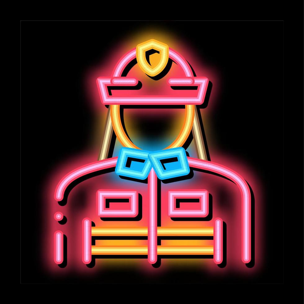 Firefighter Silhouette neon glow icon illustration vector