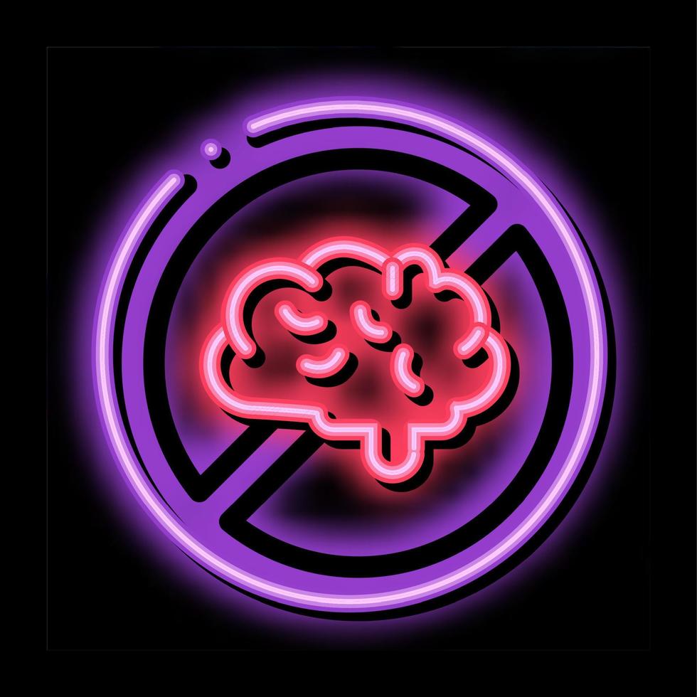 Brain Strikethrough Mark neon glow icon illustration vector