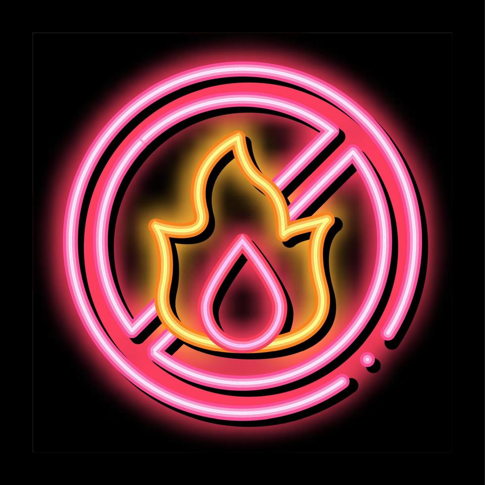 Strikethrough Flame neon glow icon illustration vector