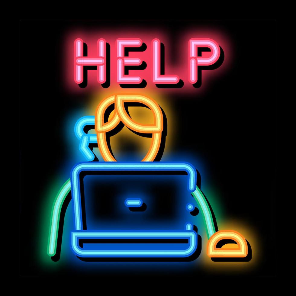 computer help service neon glow icon illustration vector