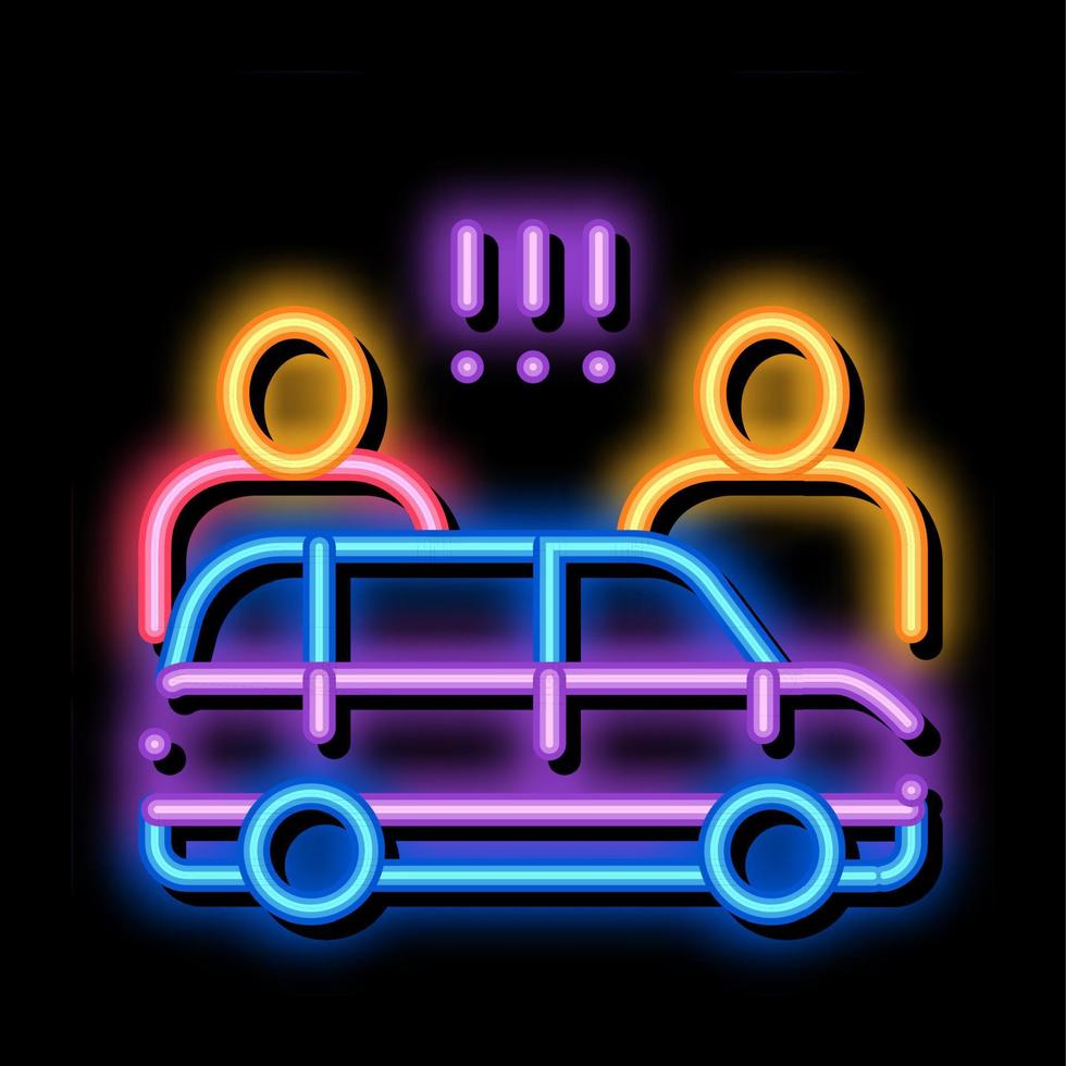 pelea entre conductores de automóviles ilustración de icono de brillo de neón vector
