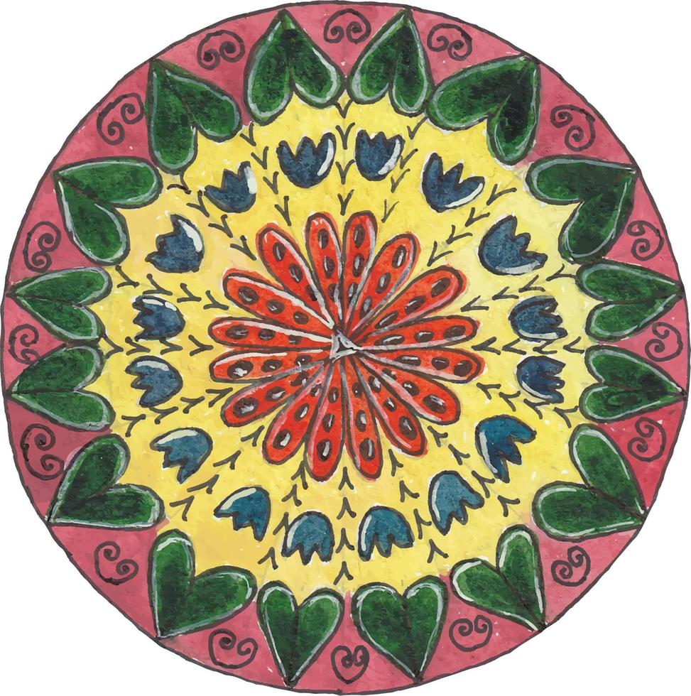 ornamento floral mandala oriental en un círculo vector