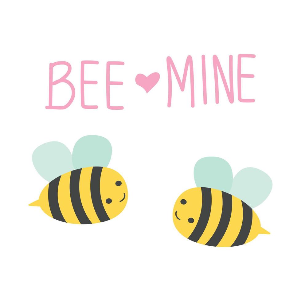 fondo del día de san valentín con caricatura de abeja linda y símbolo de signo de corazón sobre fondo blanco vector