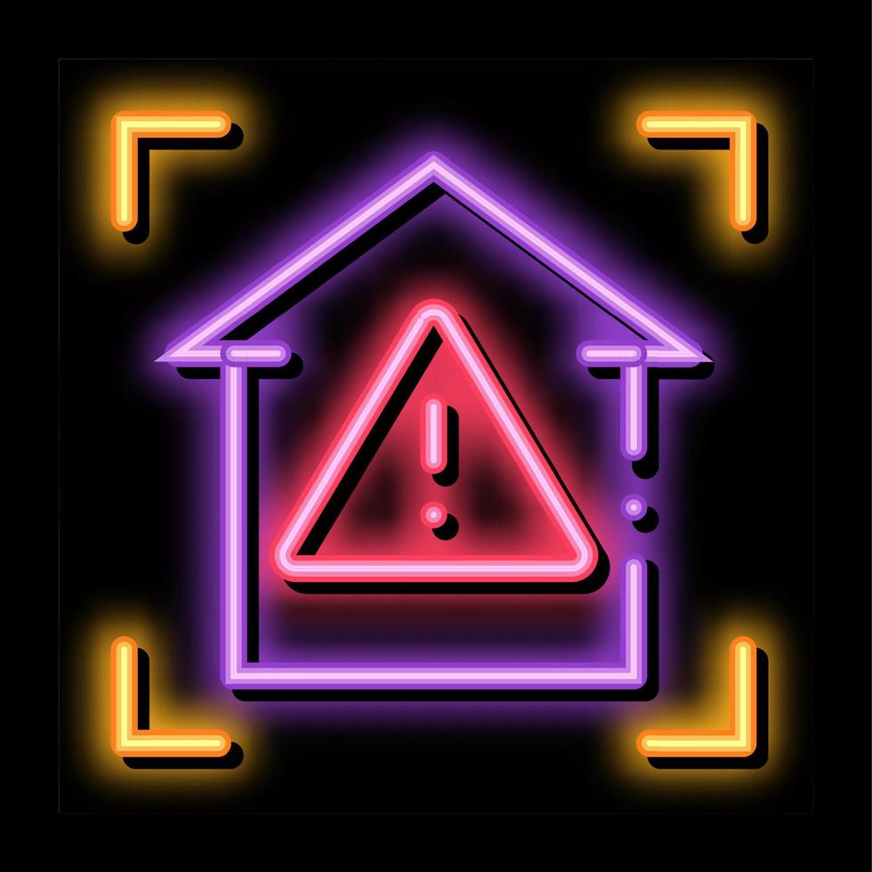 unsafe home detection neon glow icon illustration vector