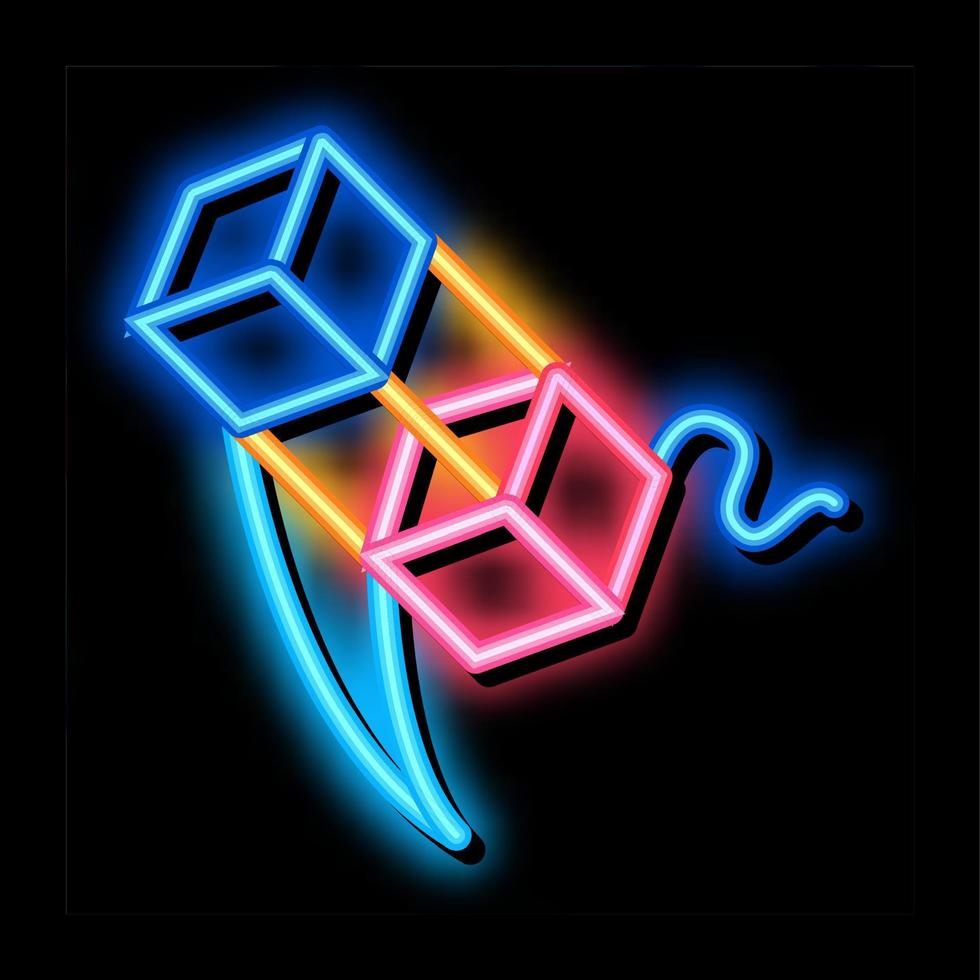 aerial cubes on string neon glow icon illustration vector