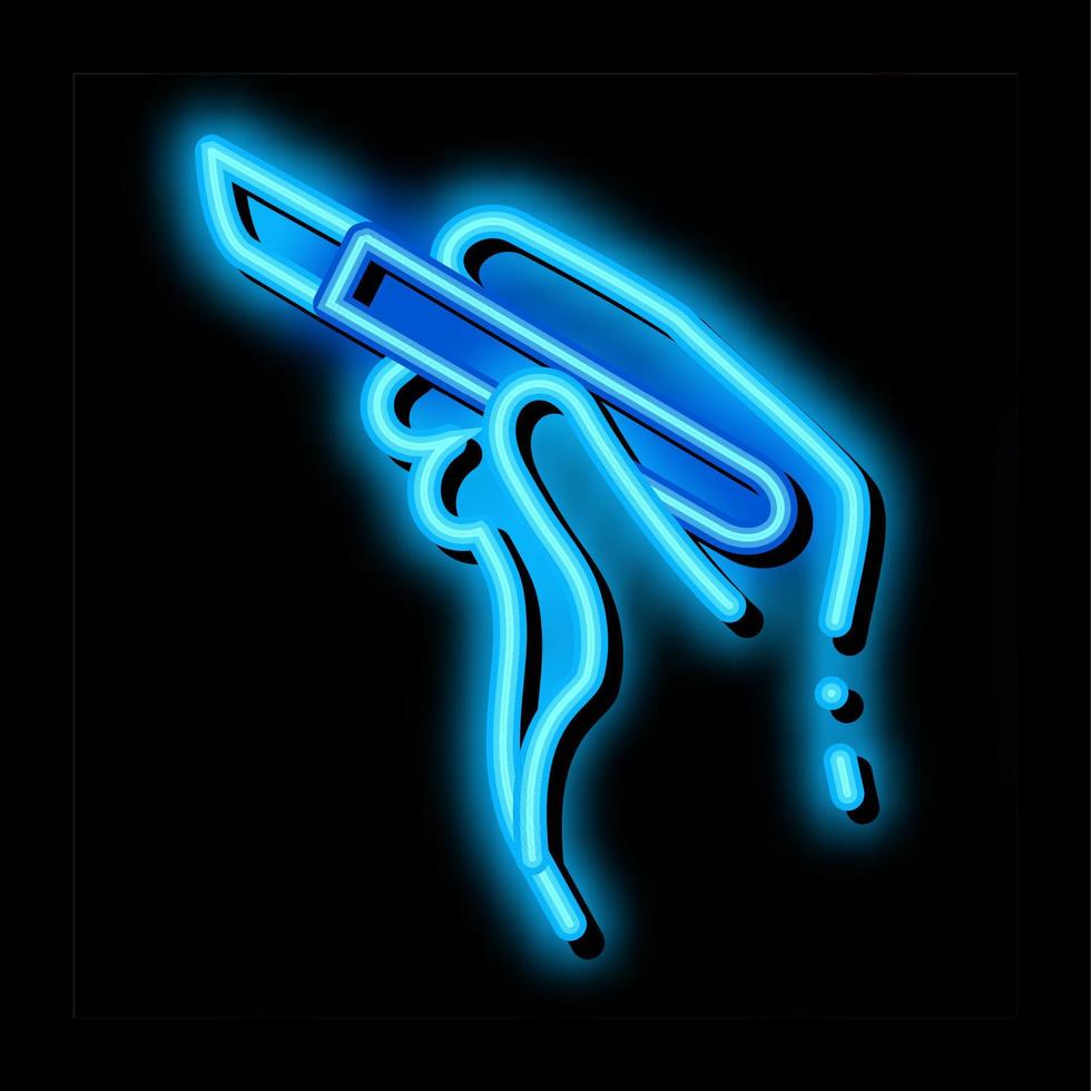 surgeon hand with scalpel neon glow icon illustration vector