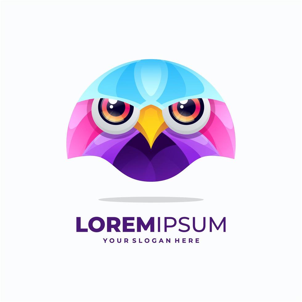 Modern colorful owl head logo vector illustration.