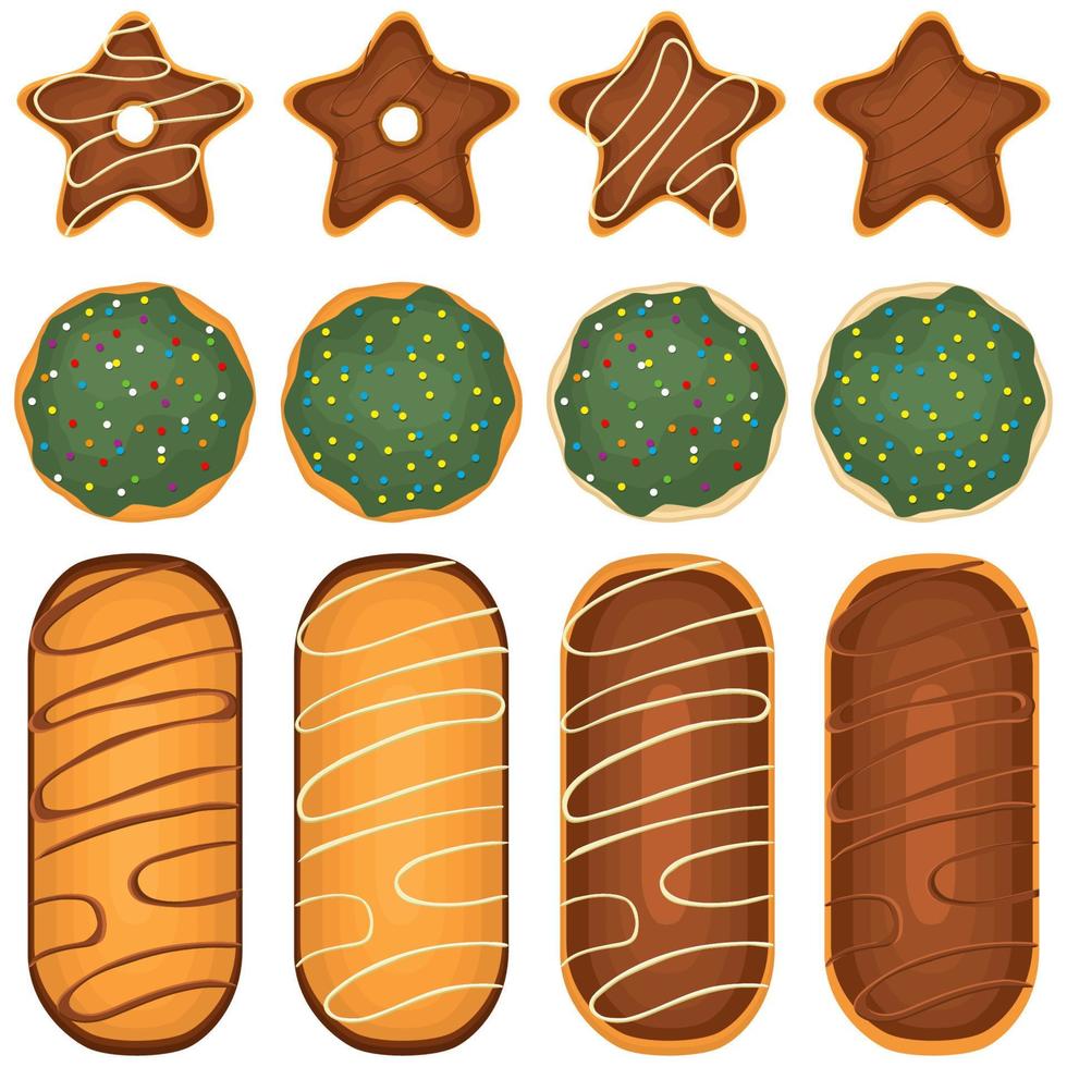 Big set homemade cookie different taste in pastry biscuit vector