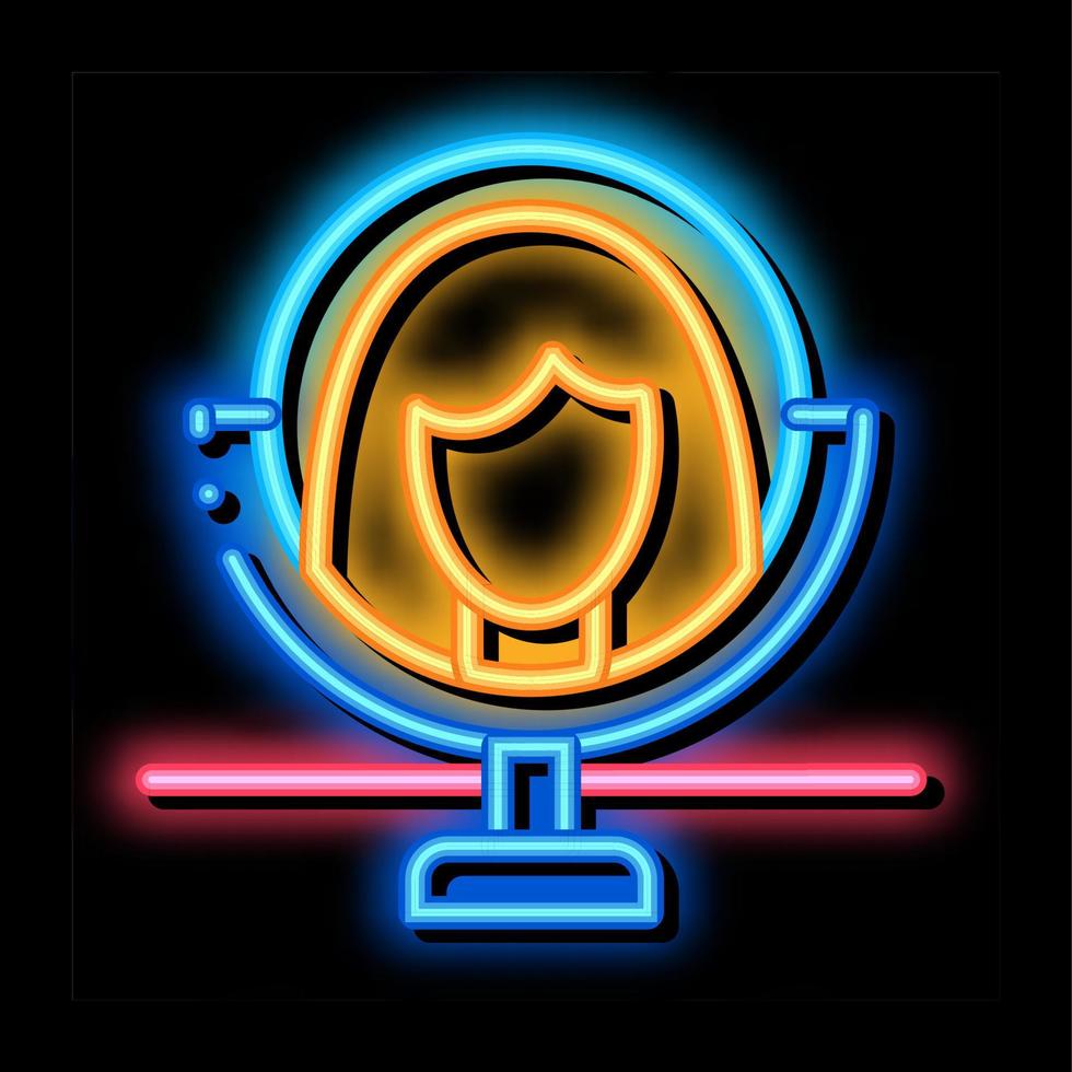 woman face in mirror neon glow icon illustration vector