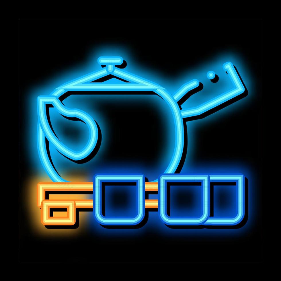teapot with cups neon glow icon illustration vector