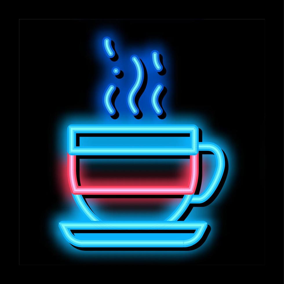 hot cup of tea neon glow icon illustration vector
