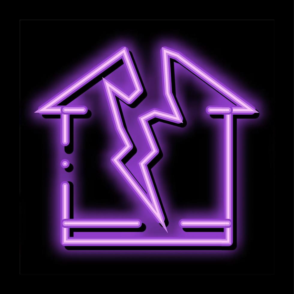 lightning destroyed house neon glow icon illustration vector