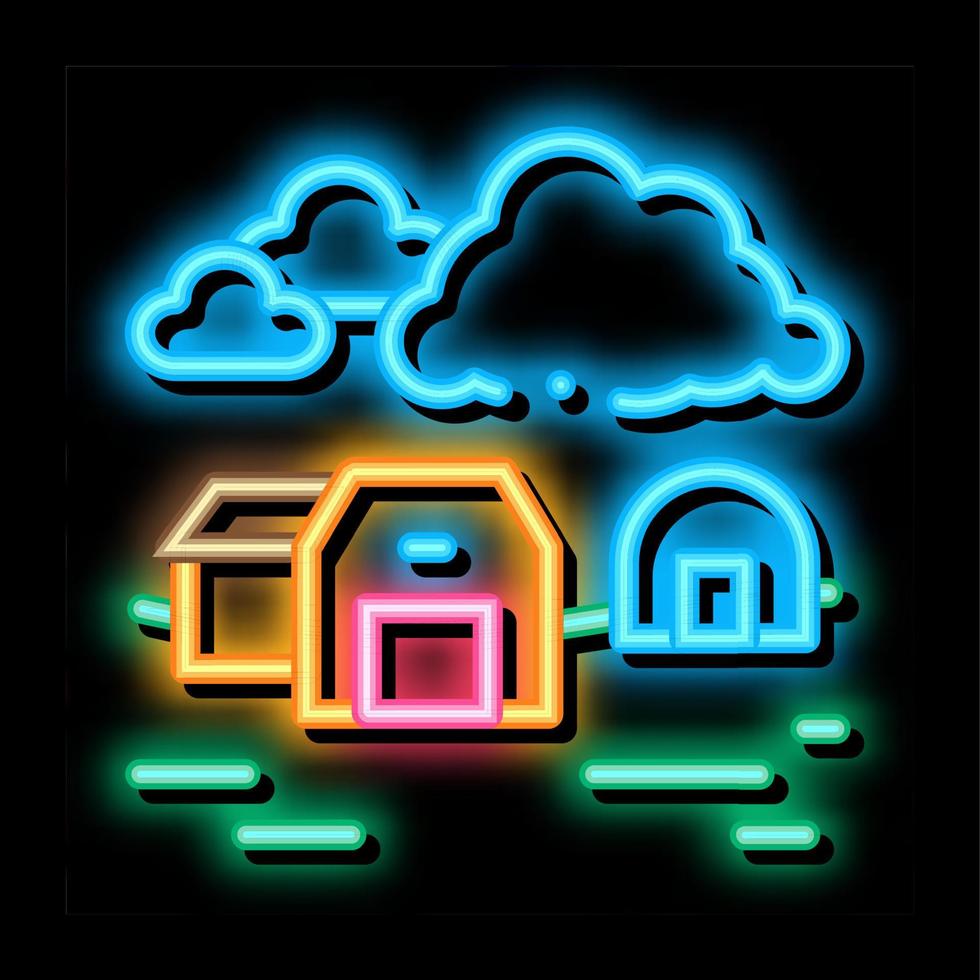 house with greenhouse neon glow icon illustration vector