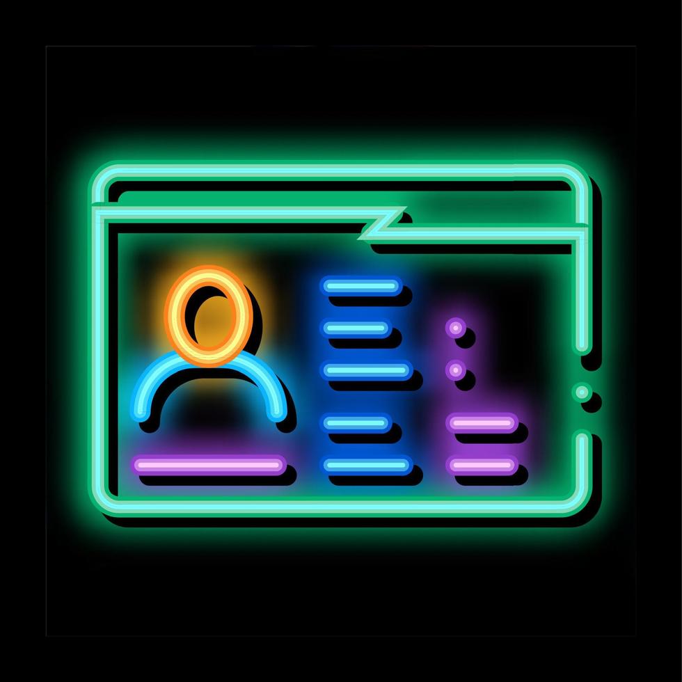 information folder about person neon glow icon illustration vector