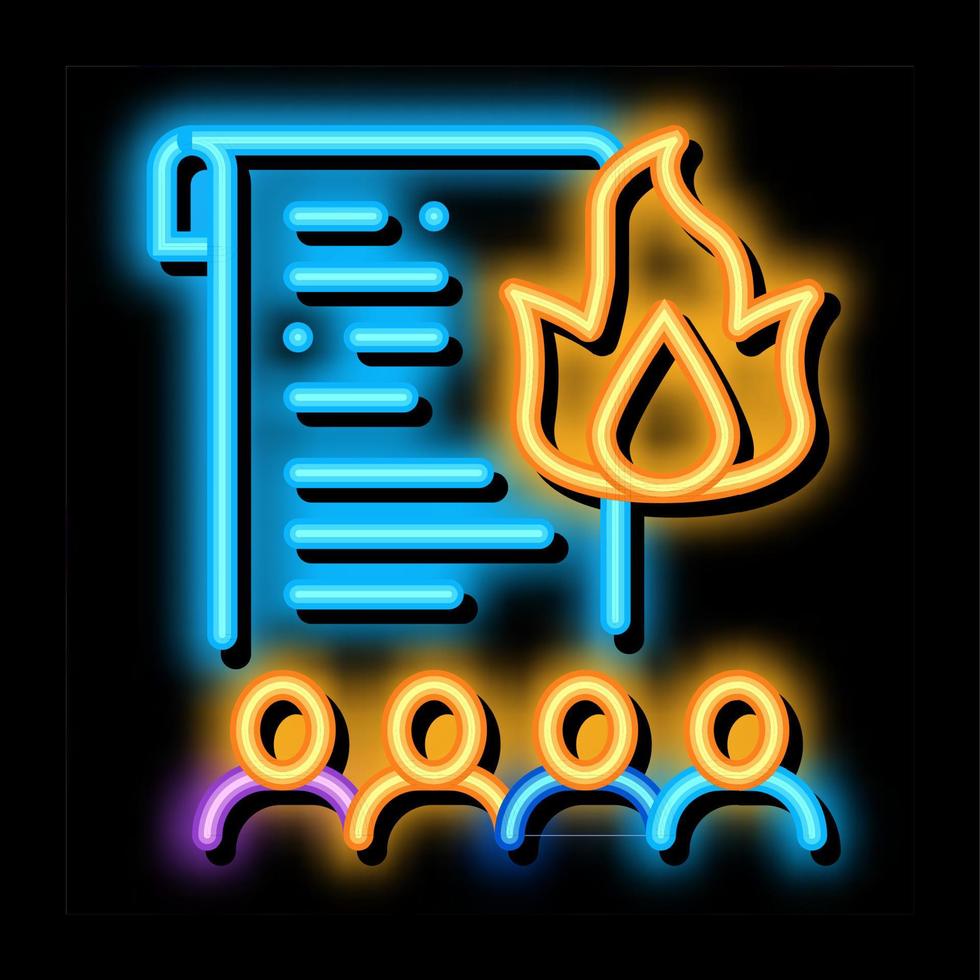 desire to burn documents neon glow icon illustration vector