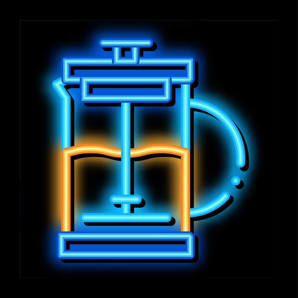press teapot neon glow icon illustration vector
