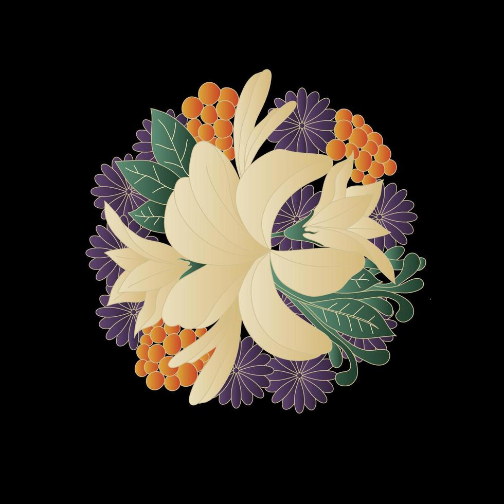 ramo de flores de colores vintage vector