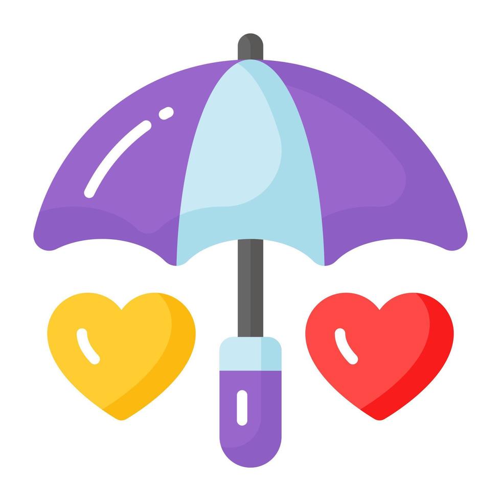 Heart symbol inside the umbrella vector of love care in trendy style