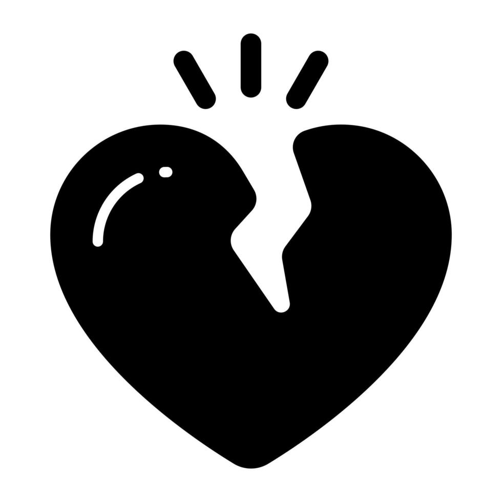 Broken heart vector icon isolated on white background, shattered love