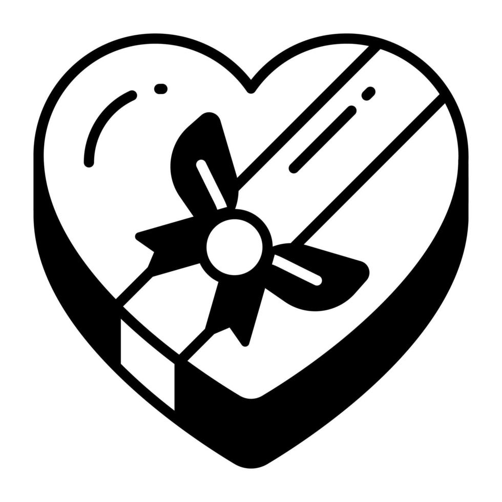 Heart shaped chocolate box, icon of chocolate gift vector