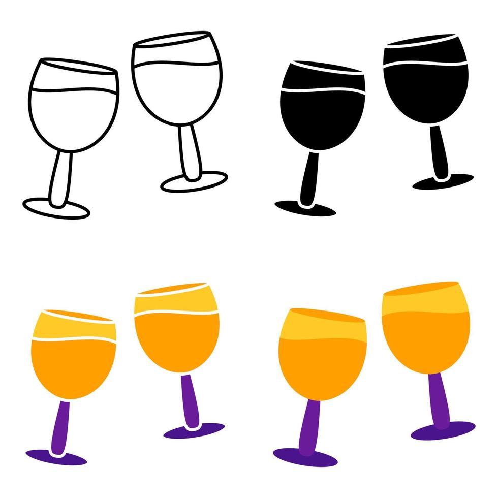 Champagne Glasses in flat style isolated vector