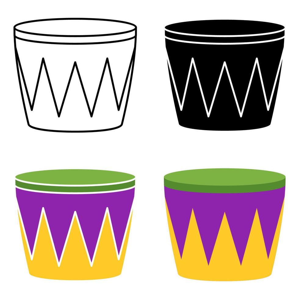 Drum in flat style isolated vector