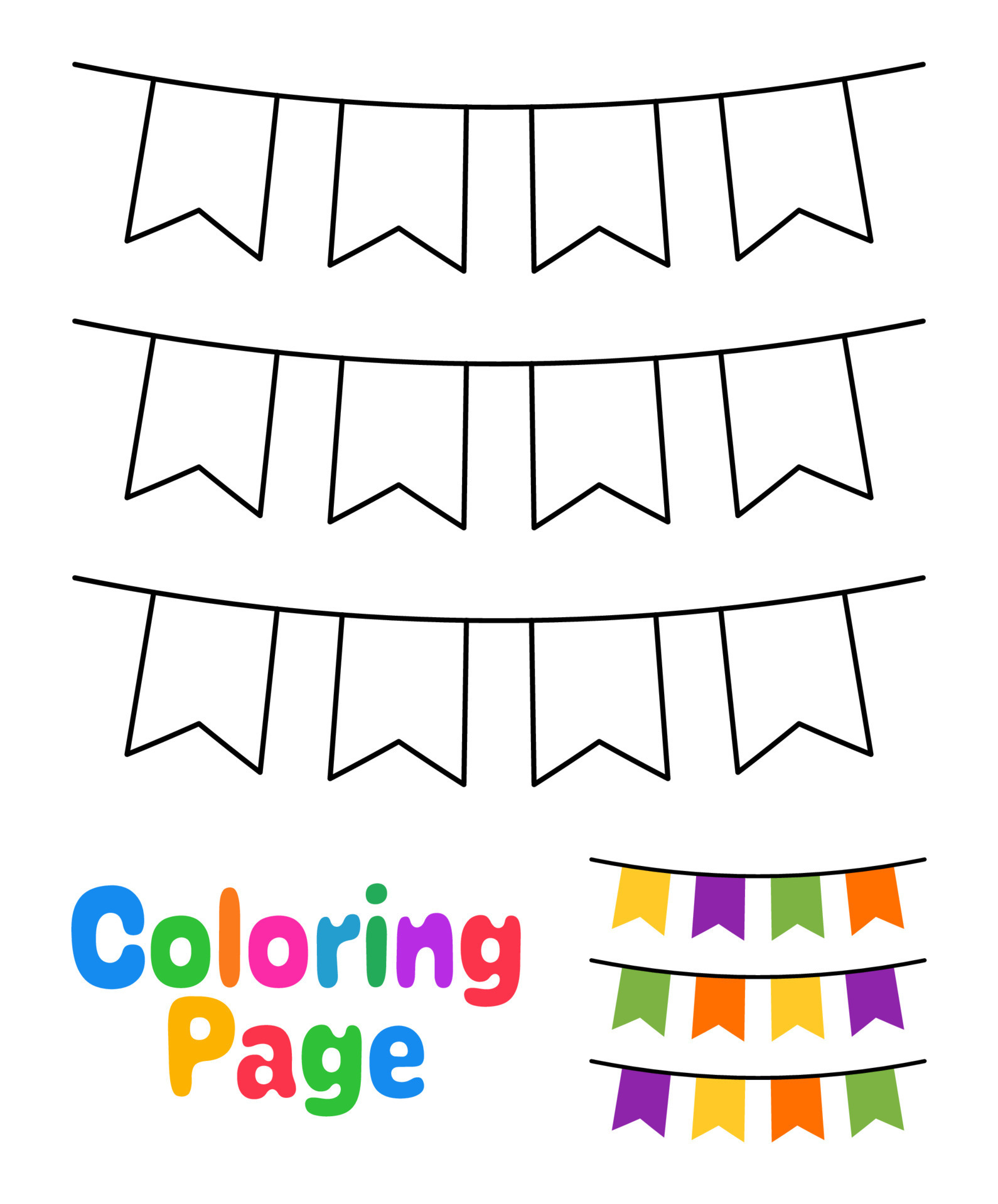 Coloring page with Garland for - Coloring Page With Garland For Kids Vector 