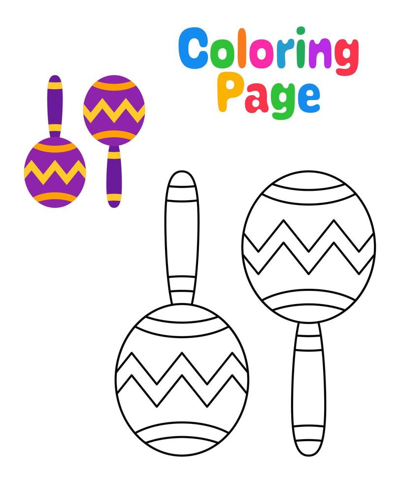 Coloring page with Maracas for kids vector