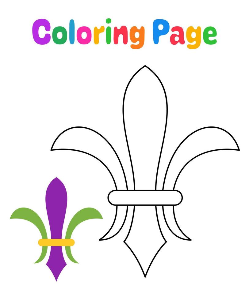 página para colorear con flor de lis para niños vector