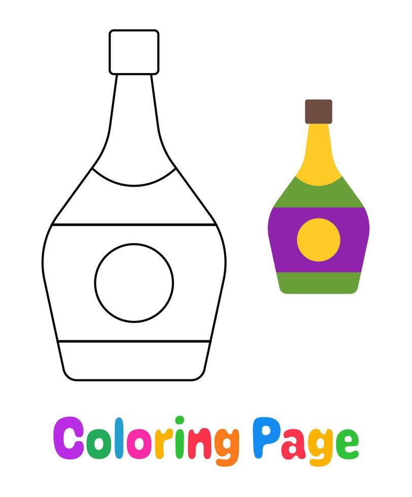 Coloring page with Champagne for kids vector