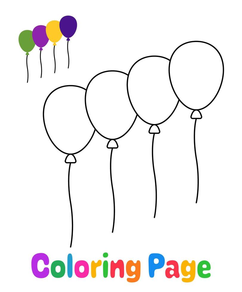 página para colorear con globos para niños vector