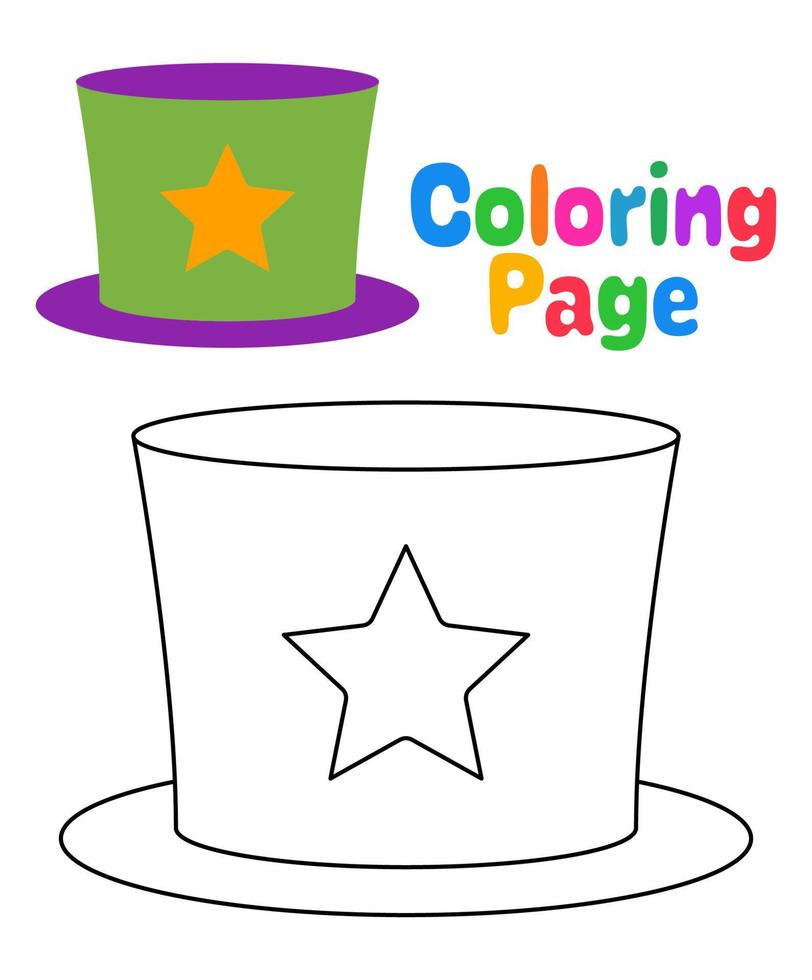 página para colorear con sombrero de carnaval para niños vector