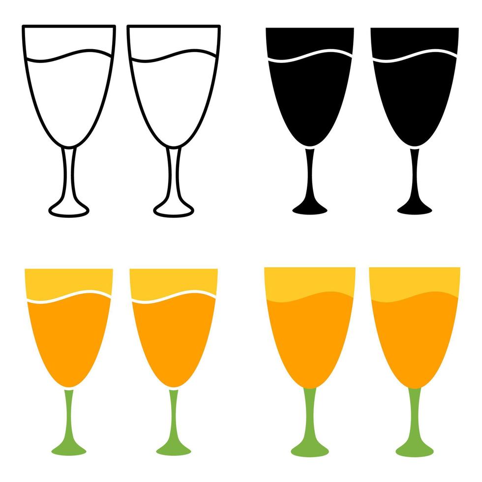 Champagne Glasses in flat style isolated vector