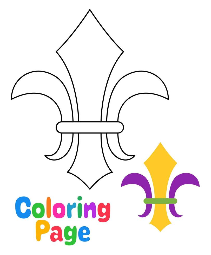 Coloring page with Fleur De Lis for kids vector