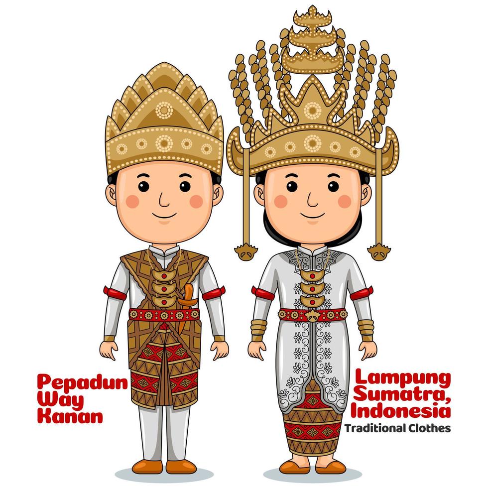 Couple wear Lampung Traditional Clothes vector